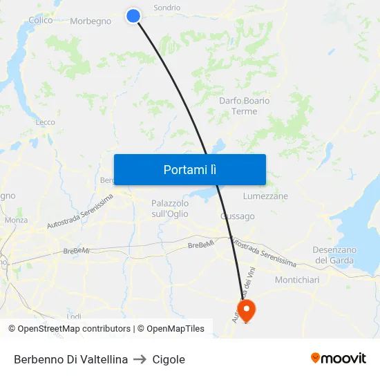 Berbenno Di Valtellina to Cigole map