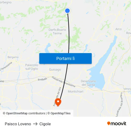 Paisco Loveno to Cigole map