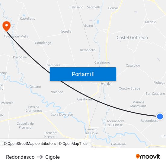 Redondesco to Cigole map