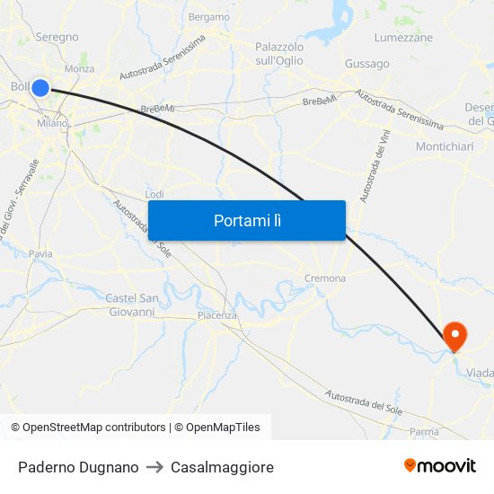 Paderno Dugnano to Casalmaggiore map