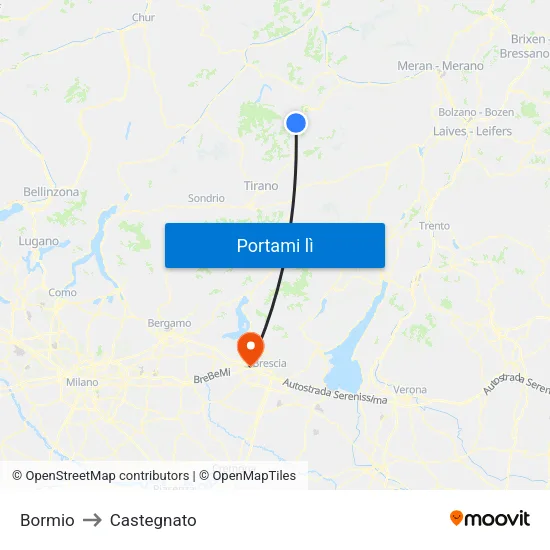 Bormio to Castegnato map