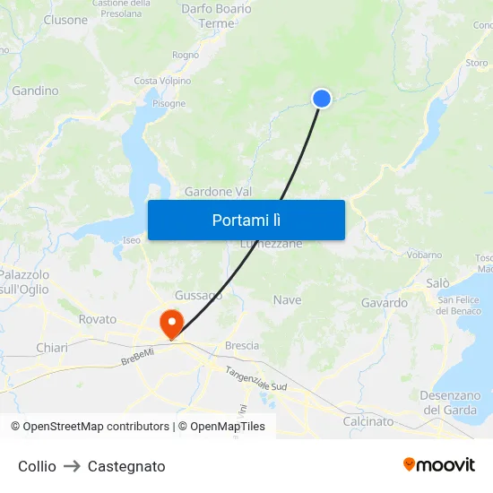 Collio to Castegnato map