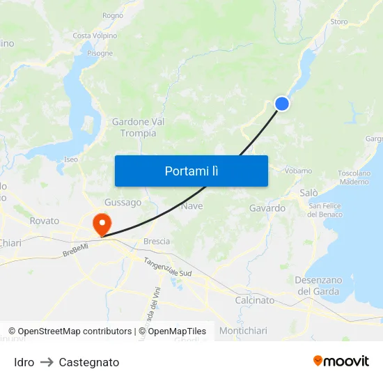 Idro to Castegnato map