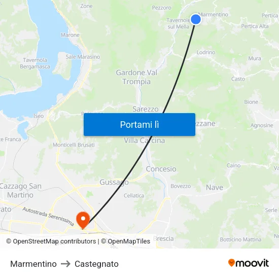 Marmentino to Castegnato map