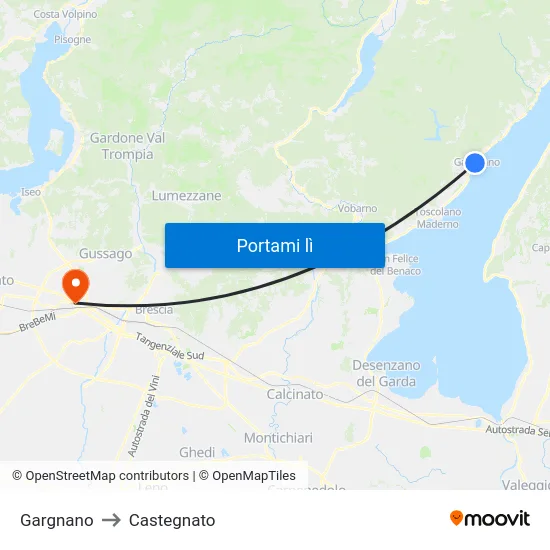 Gargnano to Castegnato map
