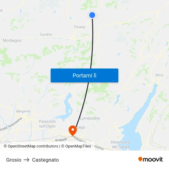 Grosio to Castegnato map