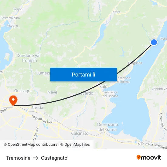 Tremosine to Castegnato map