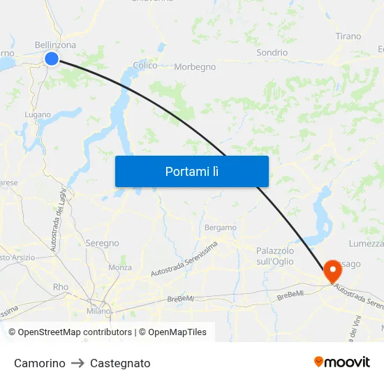 Camorino to Castegnato map