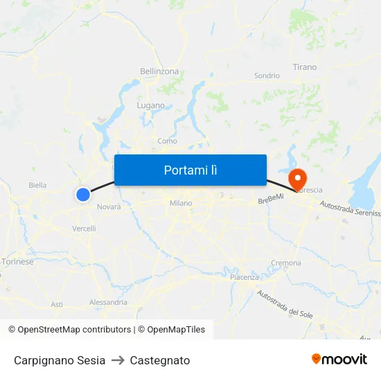 Carpignano Sesia to Castegnato map