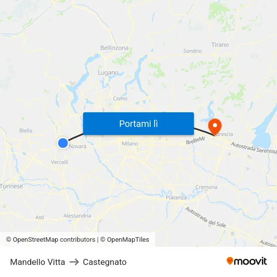 Mandello Vitta to Castegnato map