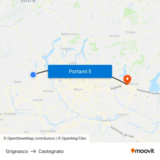 Grignasco to Castegnato map