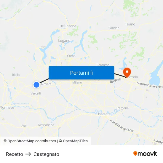 Recetto to Castegnato map