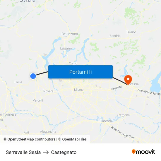 Serravalle Sesia to Castegnato map