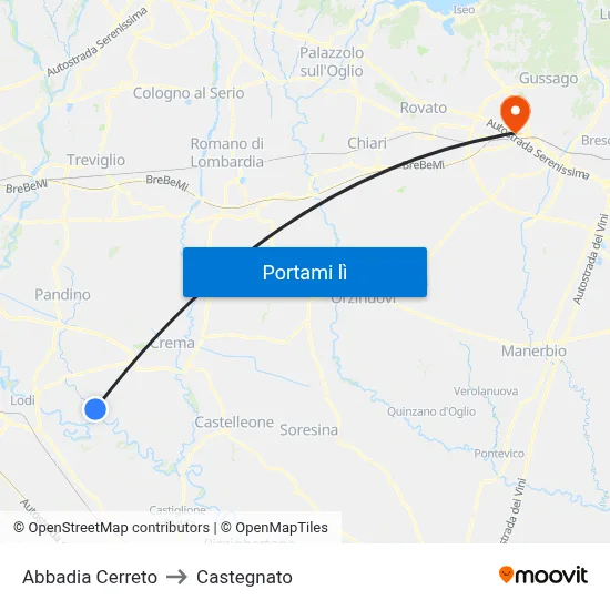 Abbadia Cerreto to Castegnato map