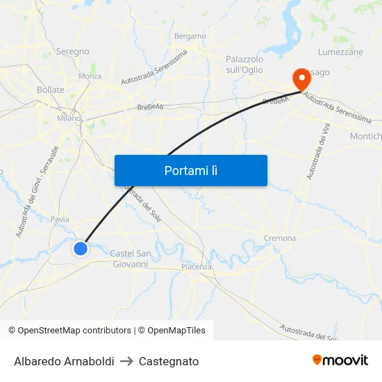Albaredo Arnaboldi to Castegnato map