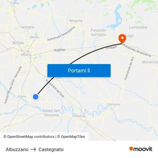 Albuzzano to Castegnato map