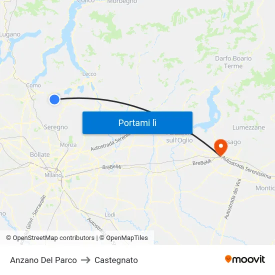 Anzano Del Parco to Castegnato map