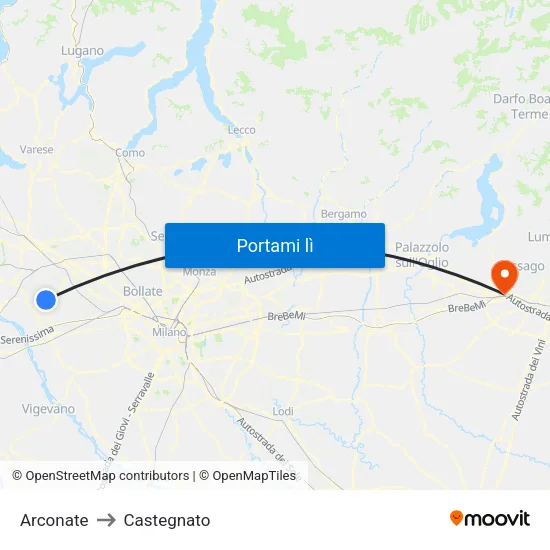Arconate to Castegnato map
