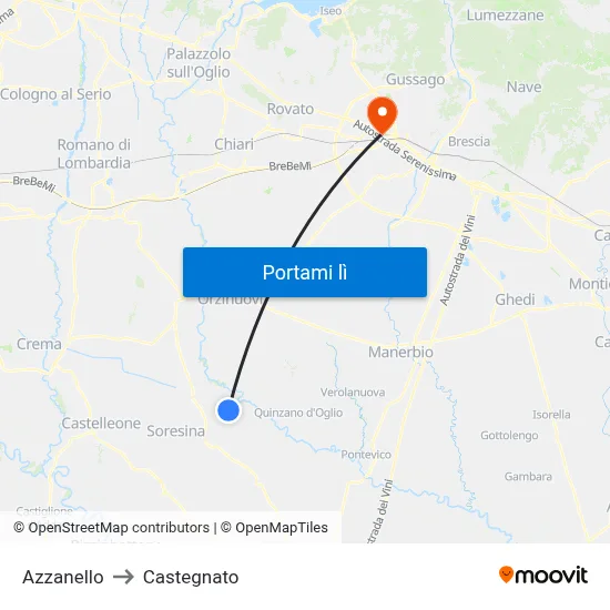 Azzanello to Castegnato map