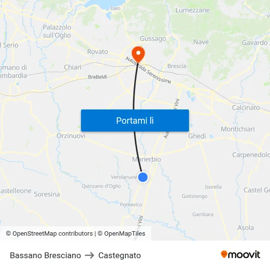 Bassano Bresciano to Castegnato map