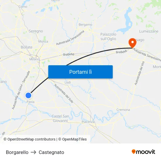 Borgarello to Castegnato map