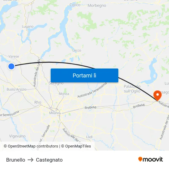 Brunello to Castegnato map