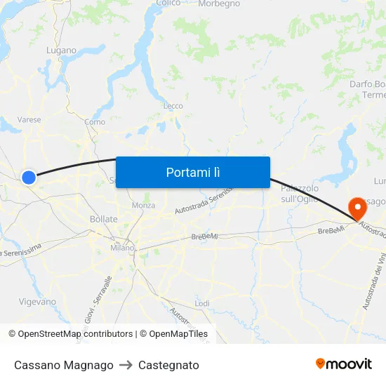 Cassano Magnago to Castegnato map