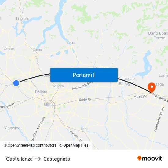 Castellanza to Castegnato map