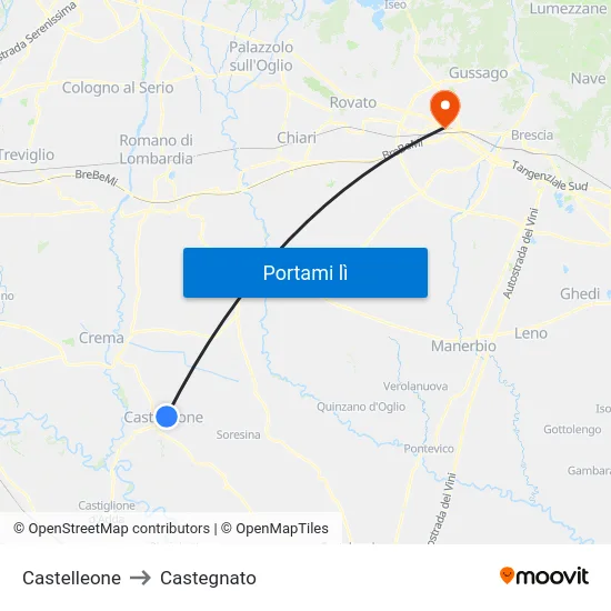 Castelleone to Castegnato map