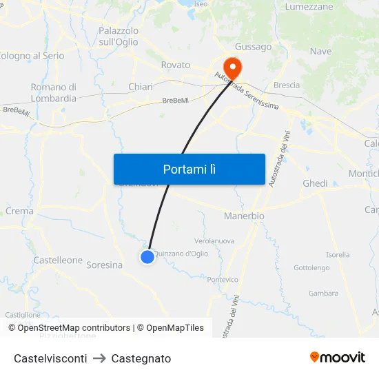 Castelvisconti to Castegnato map