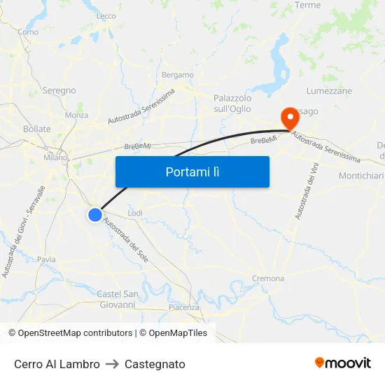 Cerro Al Lambro to Castegnato map