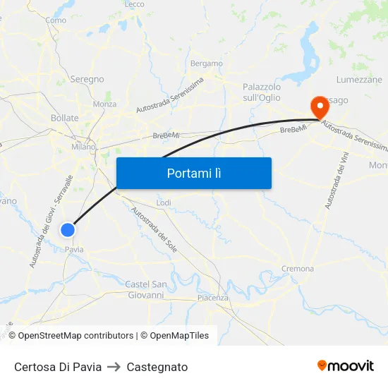 Certosa Di Pavia to Castegnato map