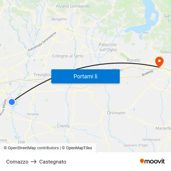Comazzo to Castegnato map