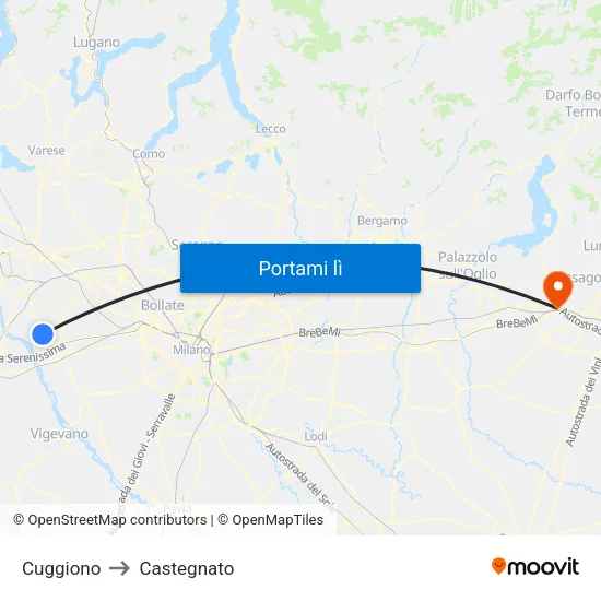 Cuggiono to Castegnato map