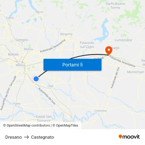 Dresano to Castegnato map