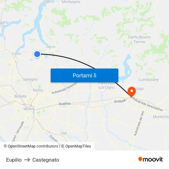 Eupilio to Castegnato map