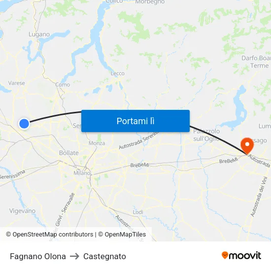 Fagnano Olona to Castegnato map