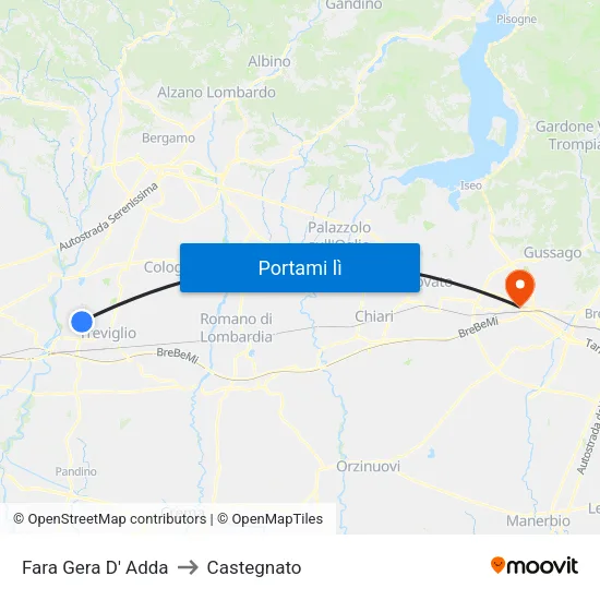Fara Gera D' Adda to Castegnato map