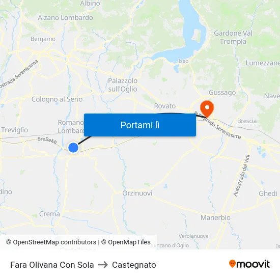 Fara Olivana Con Sola to Castegnato map