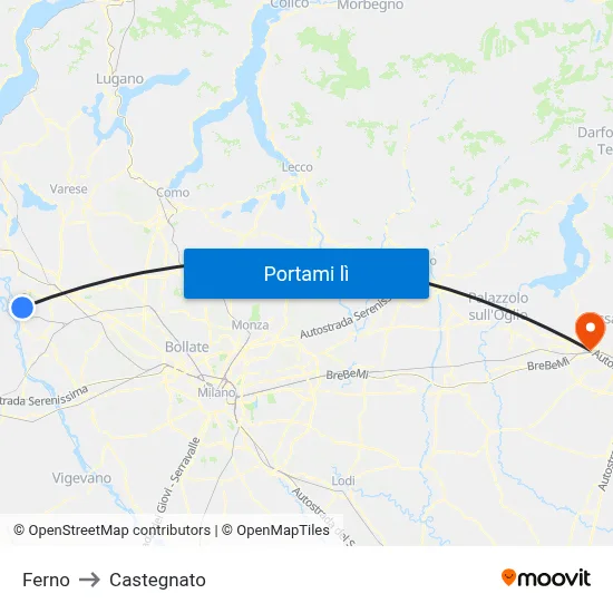 Ferno to Castegnato map