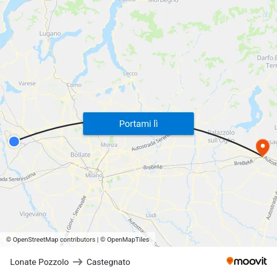 Lonate Pozzolo to Castegnato map