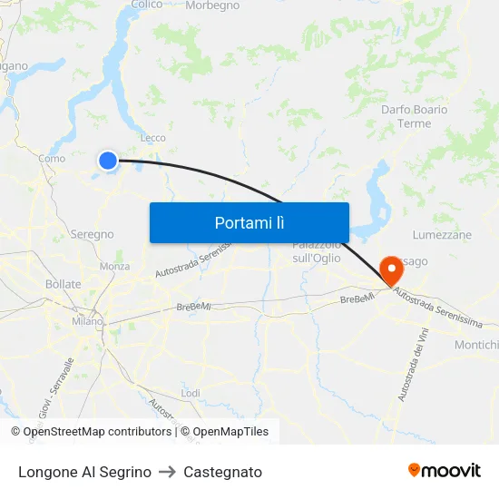 Longone Al Segrino to Castegnato map