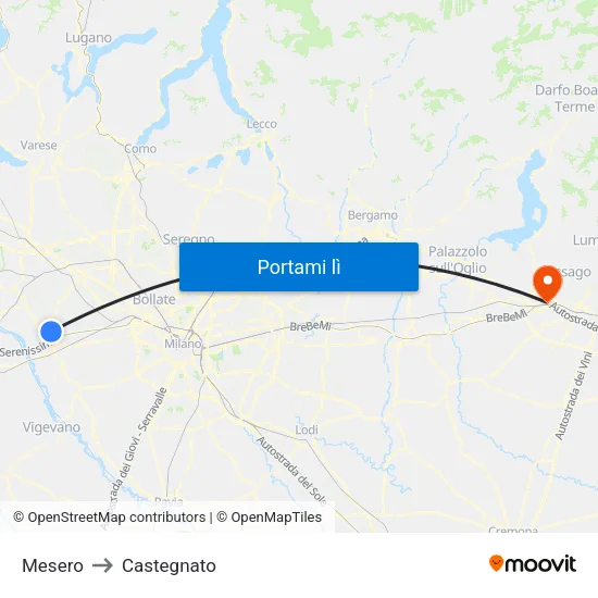 Mesero to Castegnato map