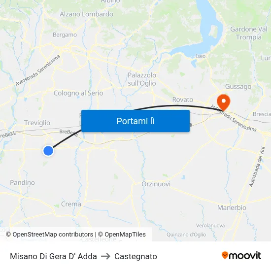 Misano Di Gera D' Adda to Castegnato map