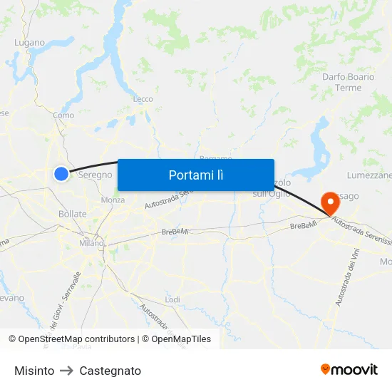 Misinto to Castegnato map