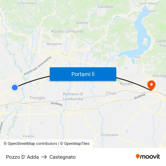 Pozzo D' Adda to Castegnato map
