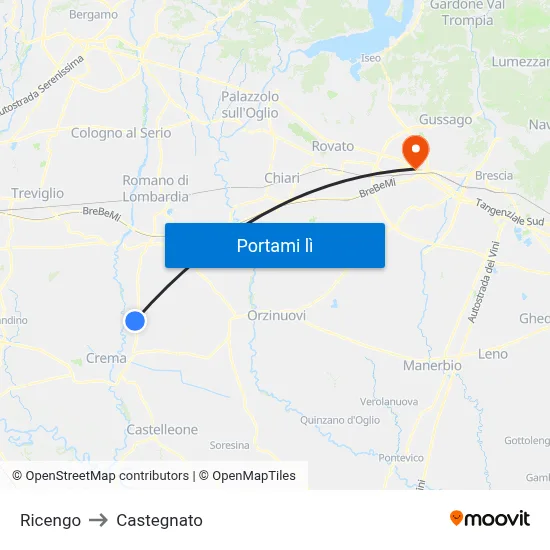 Ricengo to Castegnato map