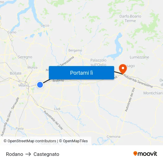 Rodano to Castegnato map