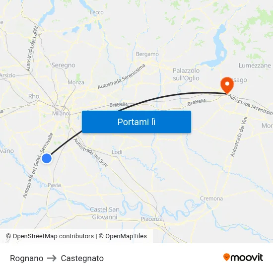 Rognano to Castegnato map