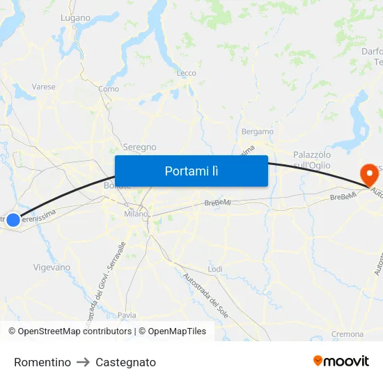 Romentino to Castegnato map